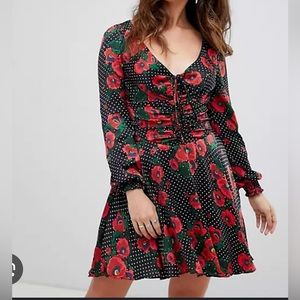 Free People Morning Light Poppy and Spot Dress Size 12